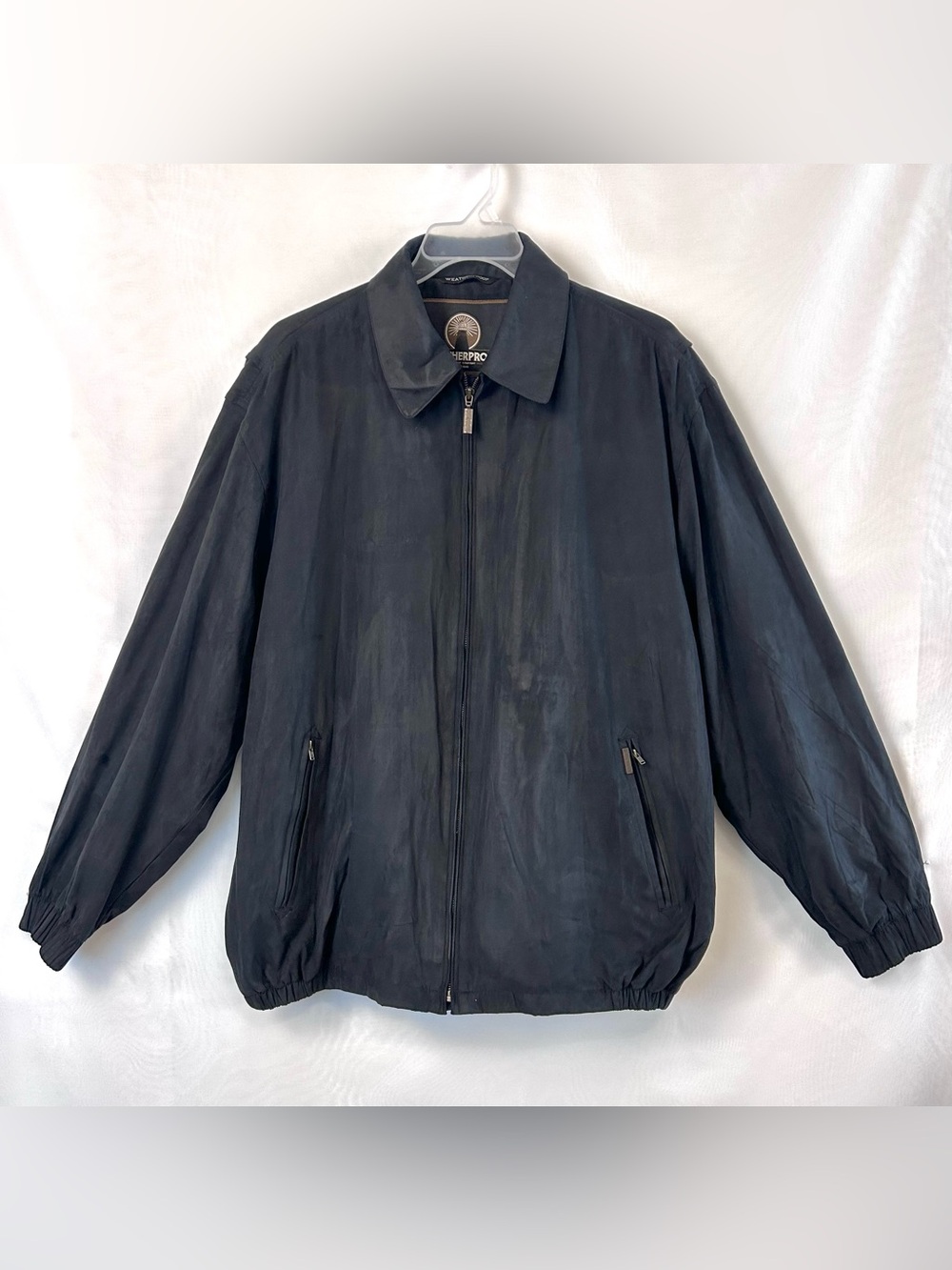 Weatherproof Garment Co. men’s black microfiber full-zip golf jacket / Size XLT